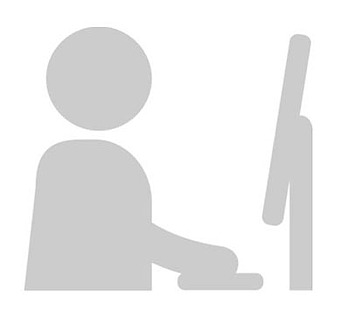 Icon mit einer Figur vor einem Monitor an Tastatur arbeitend