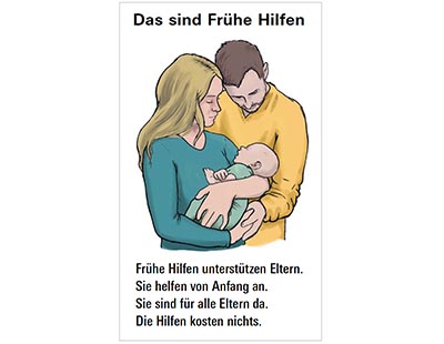 Illustration von Eltern mit Baby auf dem Arm