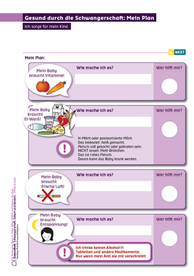 Arbeitsblatt Gesund durch die Schwangerschaft - mein Plan