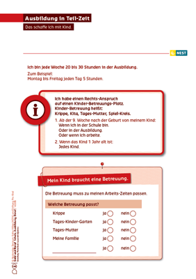 Arbeitsblatt Ausbildung in Teil-Zeit