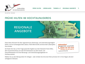 Screenshot der Startseite www.fruehe-hilfen-hochtaunus.de