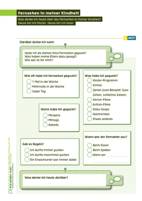 Arbeitsblatt Fernsehen in meiner Kindheit