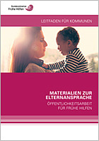 Titelbild - Leitfaden für Kommunen. Materialien zur Elternansprache. Öffentlichkeitsarbeit für Frühe Hilfen