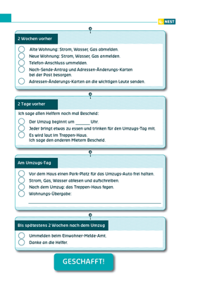 Arbeisblatt Ich ziehe um - Folgeseite