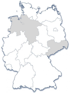 Abbildung zeigt Deutschlandkarte mit grau eingefärbten Bundesländern