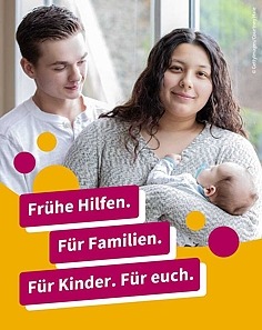 Junge Eltern mit Baby. Frühe Hilfen. Für Familien. Für Kinder. Für euch.