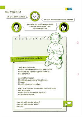 Mein Kind lernt ohne Windel zu sein – Folgeseite Arbeitsblatt Mein Kind lernt ohne Windel zu sein Folgeseite