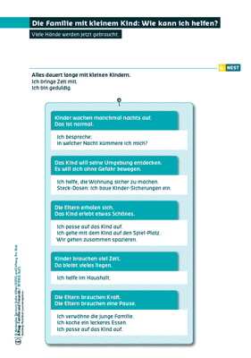 Die Familie mit kleinem Kind. Wie kann ich helfen? Arbeitsblatt Die Familie mit kleinem Kind. Wie kann ich helfen?