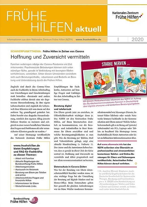 Abbildung zeigt Titelbild der Publikation Frühe Hilfen aktuell 1/2020