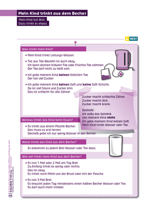 Arbeitsblatt Mein Kind trinkt aus dem Becher