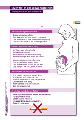 Rauch-frei in der Schwangerschaft Arbeitsblatt Rauch-frei in der Schwangerschaft