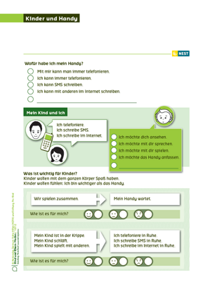 Arbeitsblatt Kinder und Handy