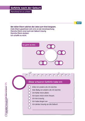Arbeitsblatt Gefühle nach der Geburt