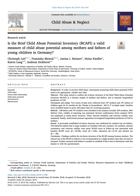 Titelbild - Is the Brief Child Abuse Potential Inventory (BCAPI) a valid measure of child abuse potential among mothers and fathers of young children in Germany?