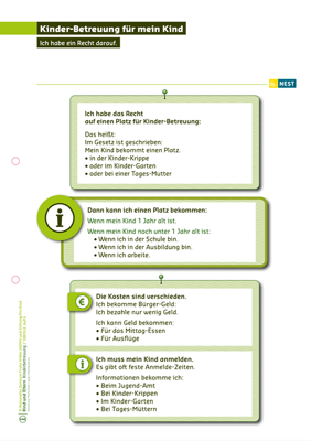 Arbeitsblatt Kinderbetreuung für mein Kind