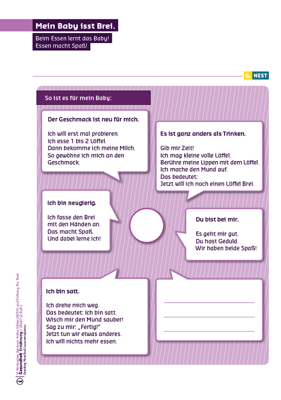 Arbeitsblatt Mein Baby isst Brei
