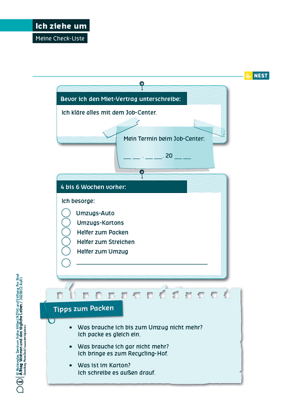 Arbeitsblatt Ich ziehe um