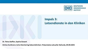 Startscreen der PowerPoint "Lotsendienste in den Kliniken"