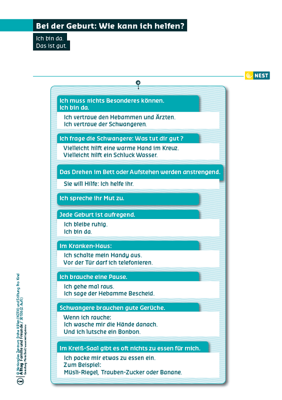 Bei der Geburt. Wie kann ich helfen? Arbeitsblatt Bei der Geburt. Wie kann ich helfen?
