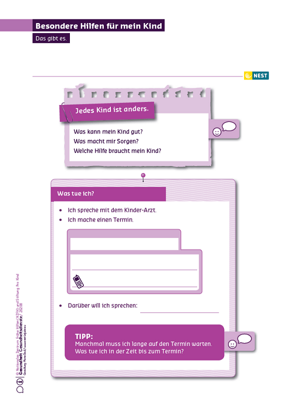 Arbeitsblatt Besondere Hilfen für mein Kind 