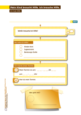 Arbeitsblatt Mein Kind braucht Hilfe. Ich brauche Hilfe.