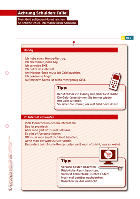 Achtung Schulden-Falle Arbeitsblatt Achtung Schulden-Falle