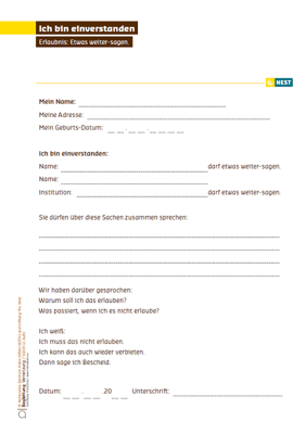 Arbeitsblatt Ich bin einverstanden