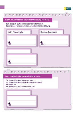 Arbeitsblatt Kinder mit einer Behinderung - Folgeseite