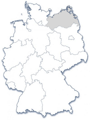 Abbildung zeigt Deutschlandkarte mit grau eingefärbtem Bundesland