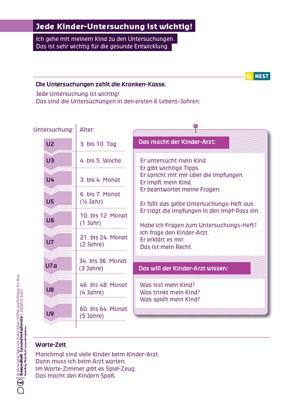 Arbeitsblatt Jede Kinder-Untersuchung ist wichtig