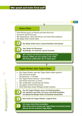 Wer passt auf mein Kind auf? Arbeitsblatt Wer passt auf mein Kind auf?