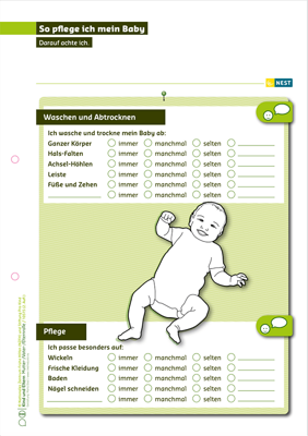 So pflege ich mein Baby Arbeitsblatt So pflege ich mein Baby