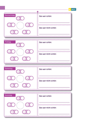 Wie geht es mir diese Woche? - Folgeseite Arbeitsblatt Wie geht es mir diese Woche? - Folgeseite