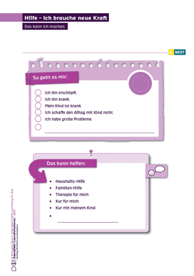 Arbeitsblatt Hilfe, ich brauche neue Kraft