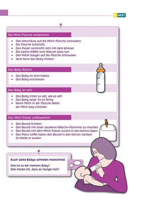 Arbeitsblatt Anleitung zum Füttern mit der Flasche - Folgeseite