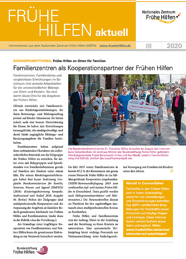 Titelbild der Publikation Frühe Hilfen aktuell 3/2020