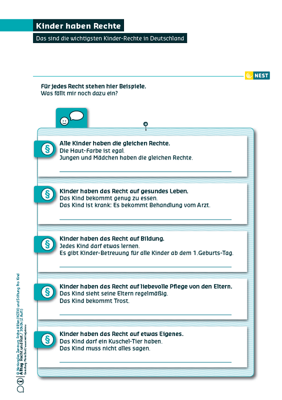 Arbeitsblatt Kinder haben Rechte