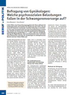 Titelbild - Befragung von Gynäkologen: Welche psychosozialen Belastungen fallen in der Schwangerenvorsorge auf?