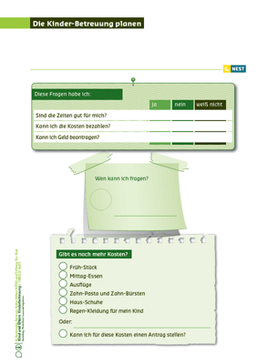 Die Kinder-Betreuung planen Arbeitsblatt Die Kinder-Betreuung planen