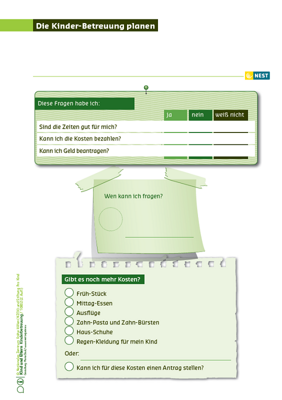 Arbeitsblatt Die Kinder-Betreuung planen