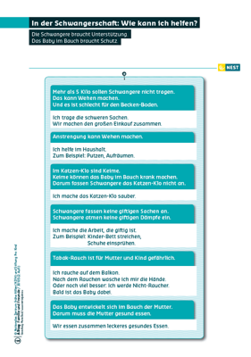 Arbeitsblatt In der Schwangerschaft. Wie kann ich helfen?