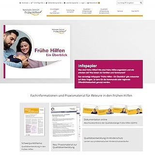 Ausschnitt von der Startseite fruehehilfen.de mit Headerbild Infopapier