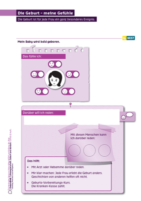 Die Geburt - meine Gefühle Arbeitsblatt Die Geburt - meine Gefühle