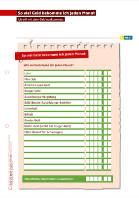 So viel Geld bekomme ich jeden Monat Arbeitsblatt So viel Geld bekomme ich jeden Monat
