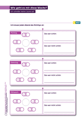 Wie geht es mir diese Woche? Arbeitsblatt Wie geht es mir diese Woche?
