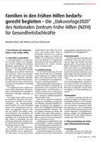 Titelbild - Familien in den Frühen Hilfen bedarfsgerecht begleiten – Die „Dokuvorlage2020“ des Nationalen Zentrum Frühe Hilfen (NZFH) für Gesundheitsfachkräfte