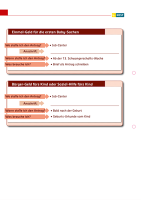 Arbeitsblatt Anträge für Bürger-Geld-Empfänger Folgeseite