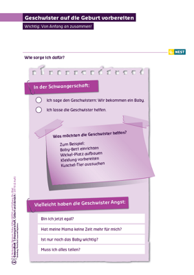 Arbeitsblatt Geschwister auf die Geburt vorbereiten