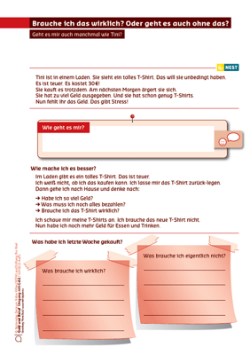 Arbeitsblatt Brauche ich das wirklich? Oder geht es auch ohne das?