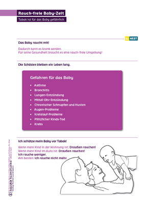 Arbeitsblatt Rauch-freie Baby-Zeit
